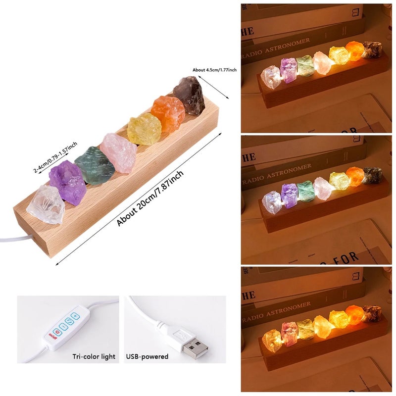 Bluejw Natural Rainbow Crystal Raw Stone Night Light - Bedroom Mood Lamp & Housewarming Gift Nightlights - Image 3
